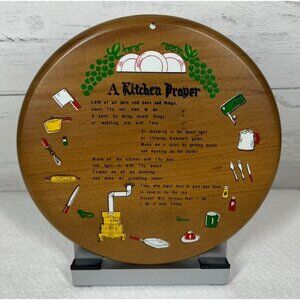 Kitchen Prayer Wooden Plaque multicolor 9.25" Vintage Rustic Home Decor Utensils